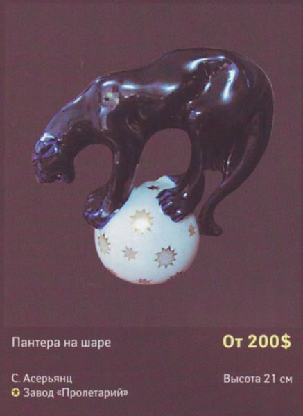 Пантера на шаре – Завод Пролетарий – описание и цена в каталоге фарфора