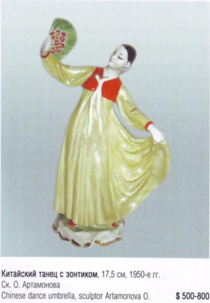 Китайский танец с зонтиком – Дмитровский фарфоровый завод (Вербилки) – описание и цена в каталоге фарфора