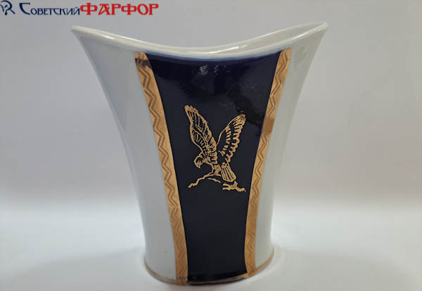 Фарфоровая ваза, кобальт, Кавказ, орел